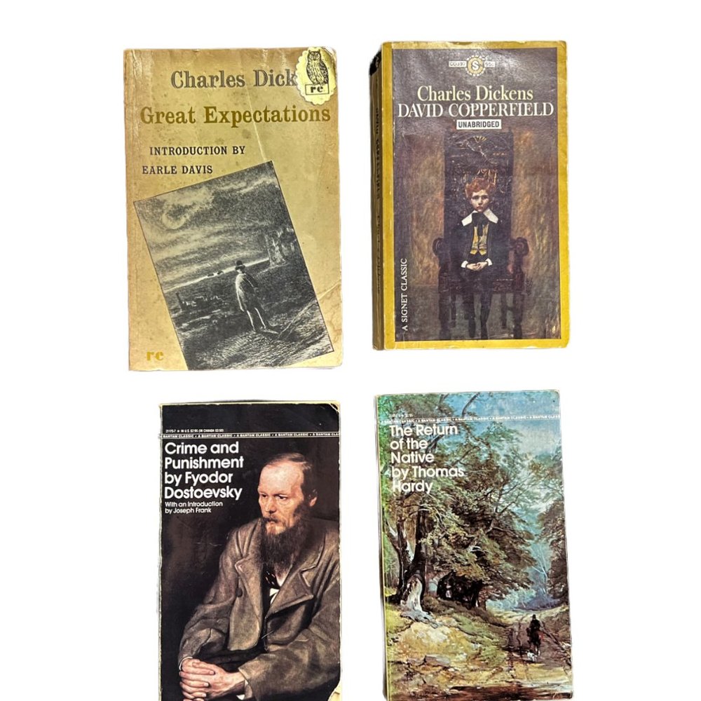 Charles Dickens, Fyodor Dostoevsky & Thomas Hardy 4-Paperback Book Bundle